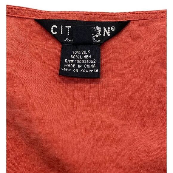Citron Santa Monica Sleeveless Tank Silk Linen Blend Terra Cotta Clay Size PXS - Picture 7 of 9
